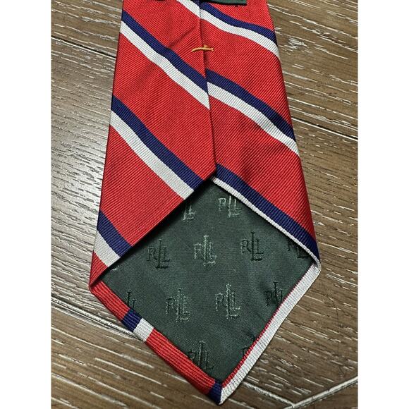 Lauren Ralph Lauren Mens Silk Neck Ties Lot of 2 Hand Sewn Red Black Blue - Picture 8 of 9